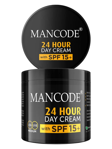 MAN CODE 24 Hours Day Cream For Men Spf 15+ Sun Tan Protection Improves Skin Elasticity Aloe Vera Enriched No Paraben Sulfate 100Gm Creams For Men (Pack Of 1)